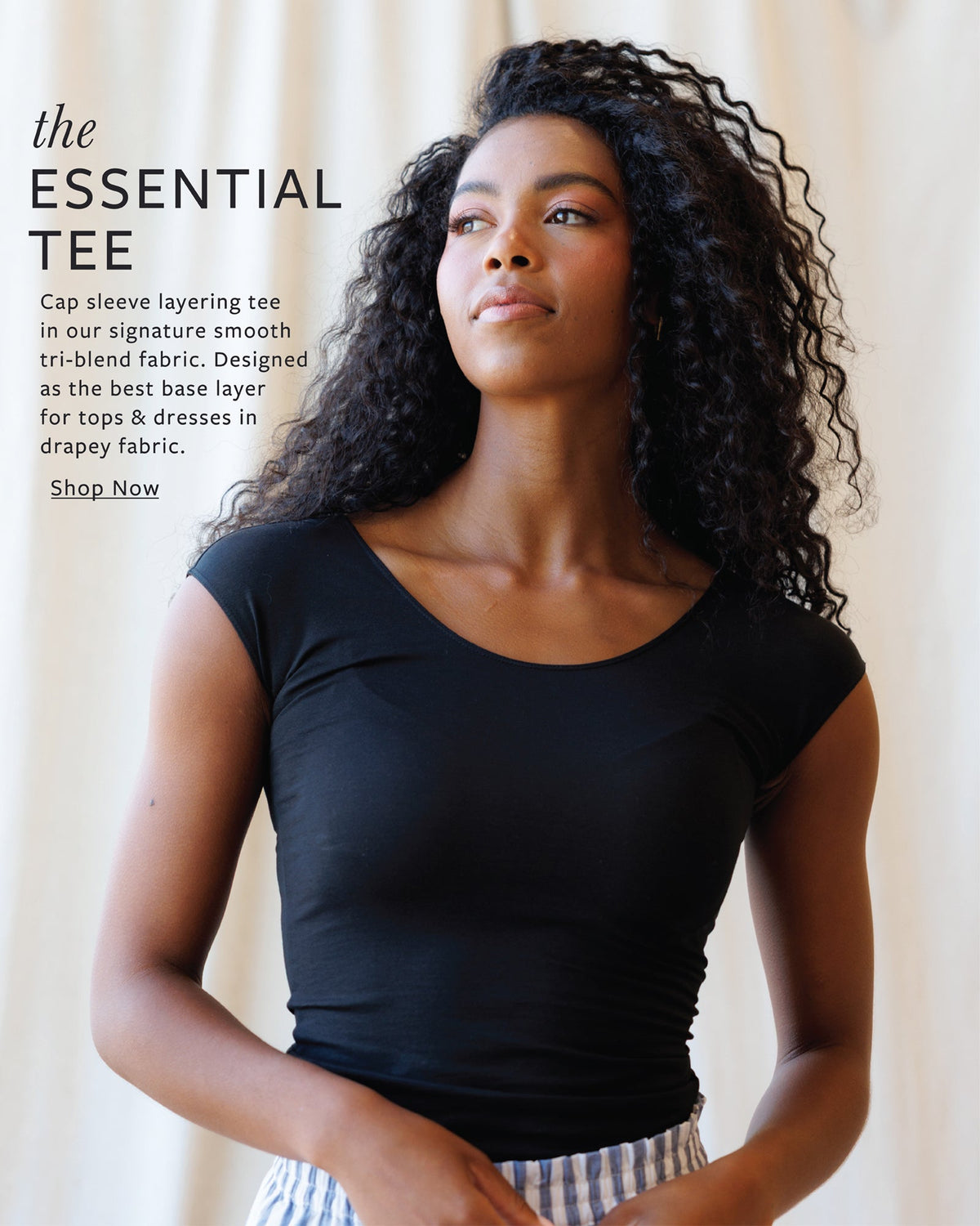 Downeast Essential Fitted Scoop-Neck Layering Tee