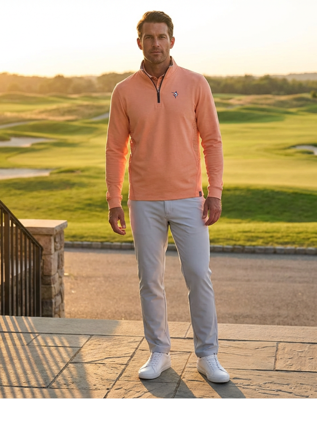 Monterey Lightweight Stretch Quarter Zip – Papaya