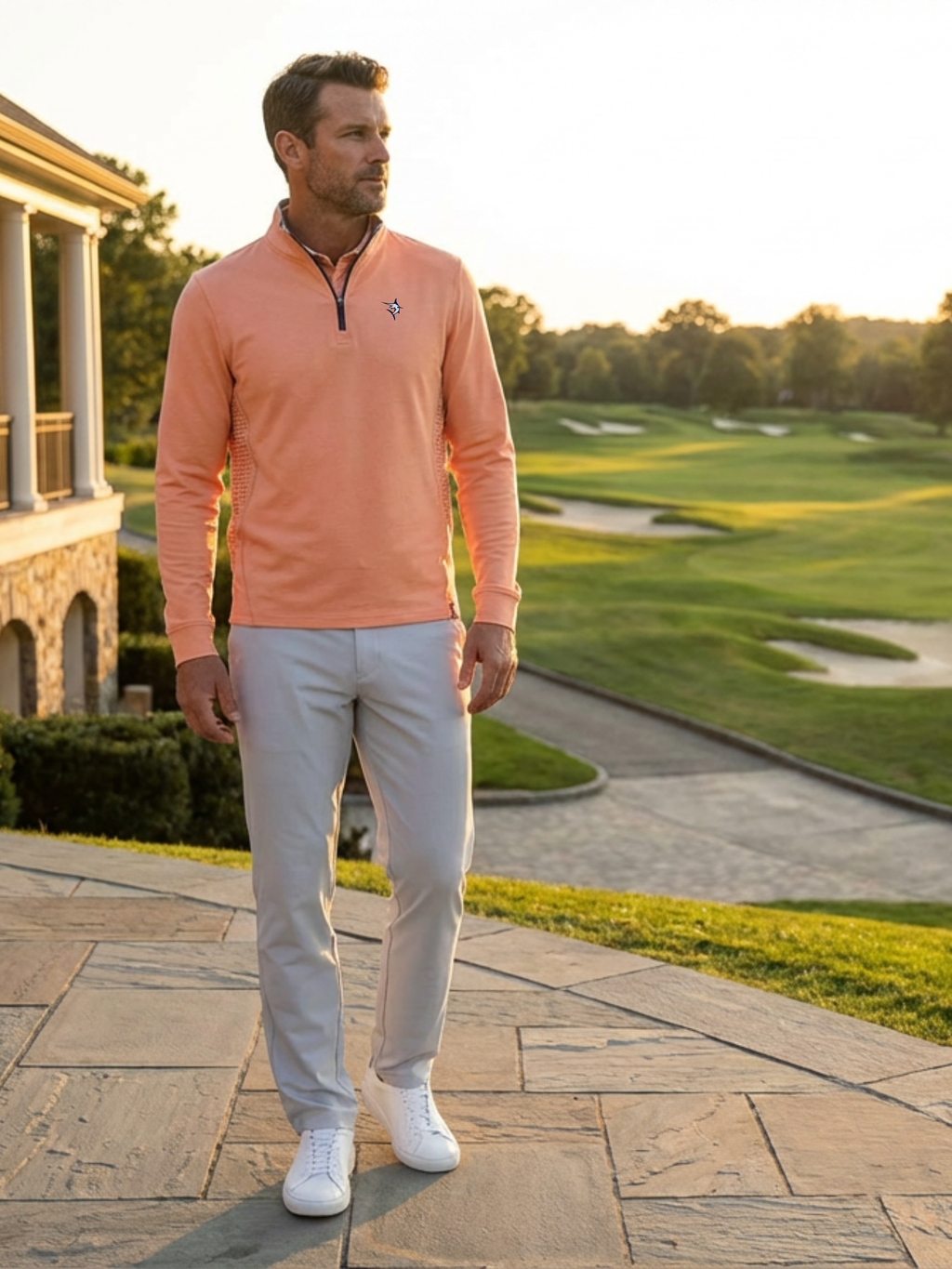 Monterey Lightweight Stretch Quarter Zip – Papaya