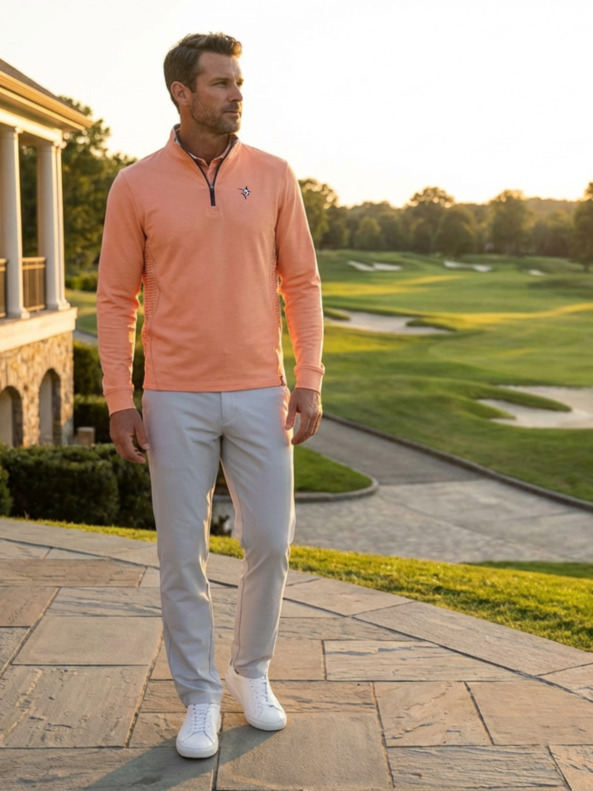 Monterey Lightweight Stretch Quarter Zip – Papaya
