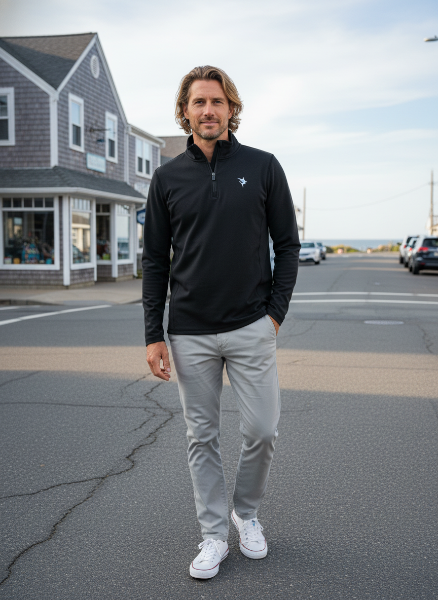 Montauk Midweight Quarter Zip Pullover – Black