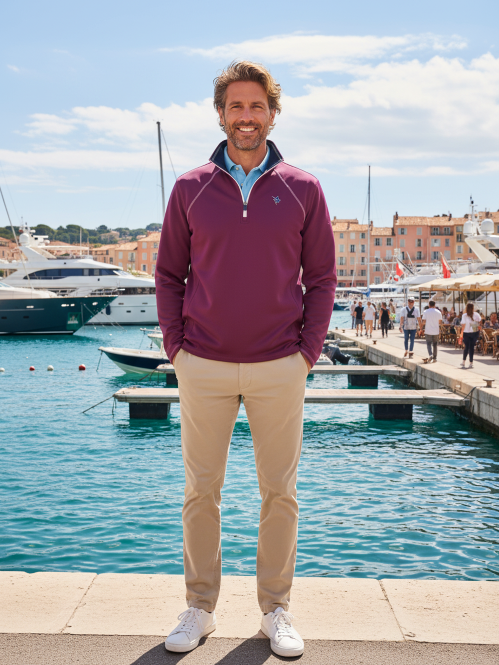 New Harbor Stretch Quarter Zip Pullover – Plum