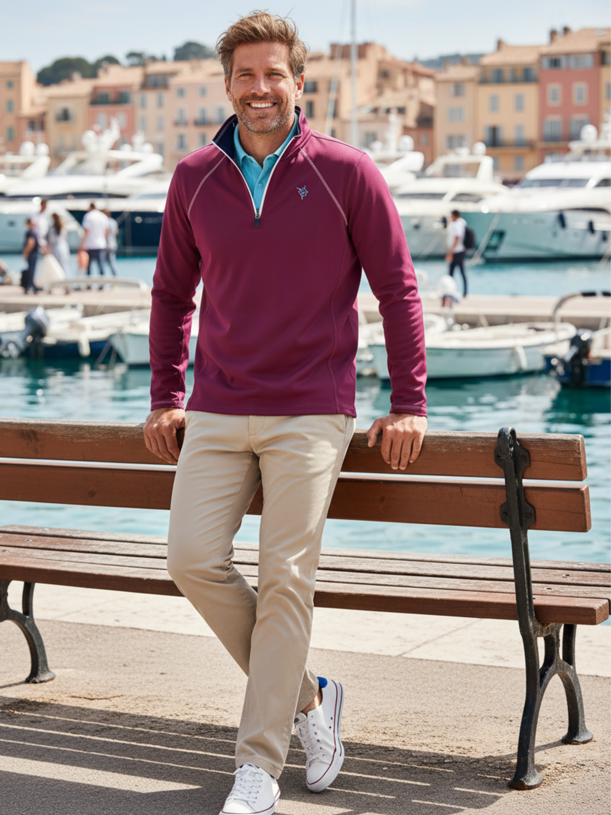 New Harbor Stretch Quarter Zip Pullover – Plum