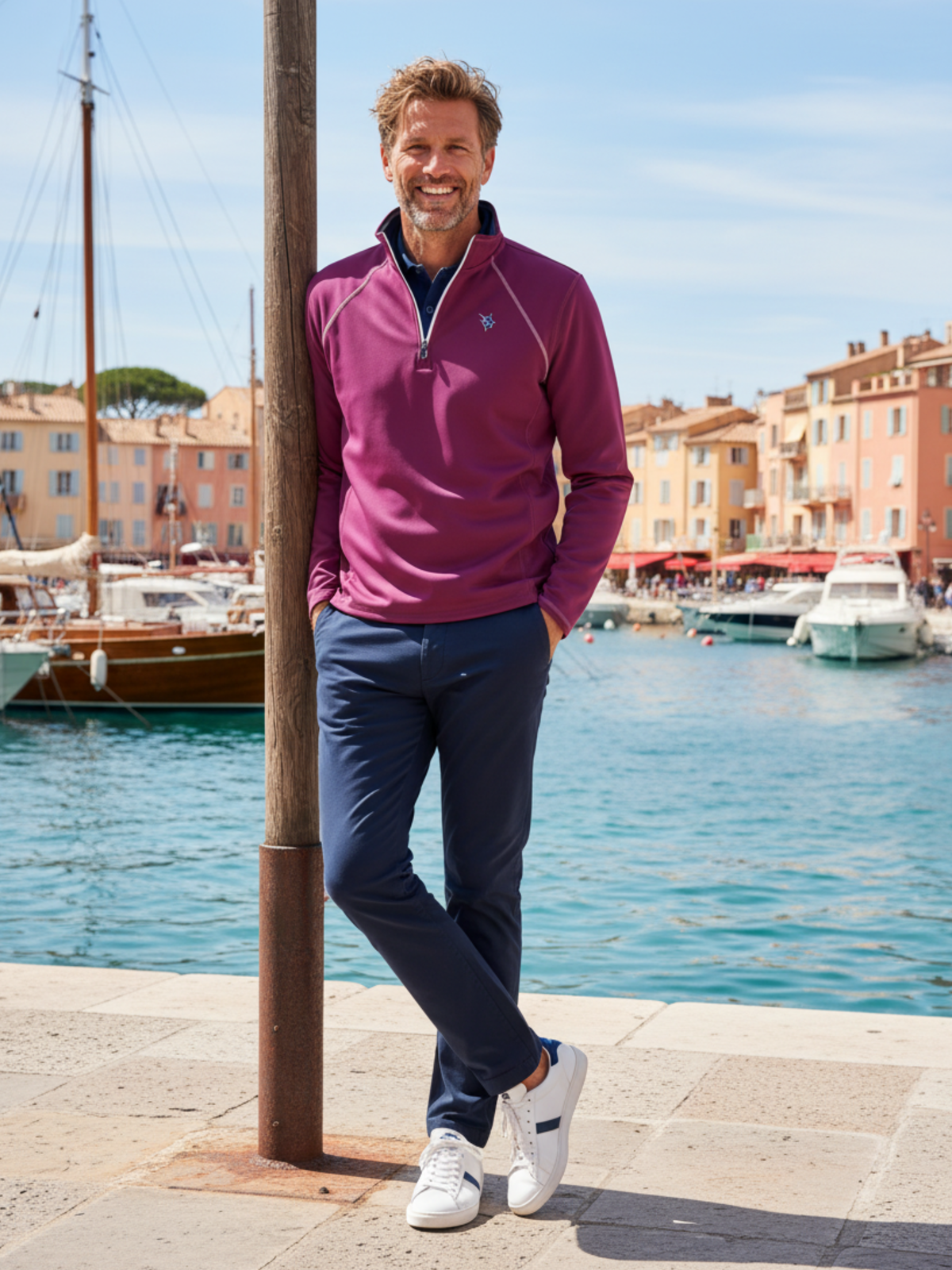 New Harbor Stretch Quarter Zip Pullover – Plum