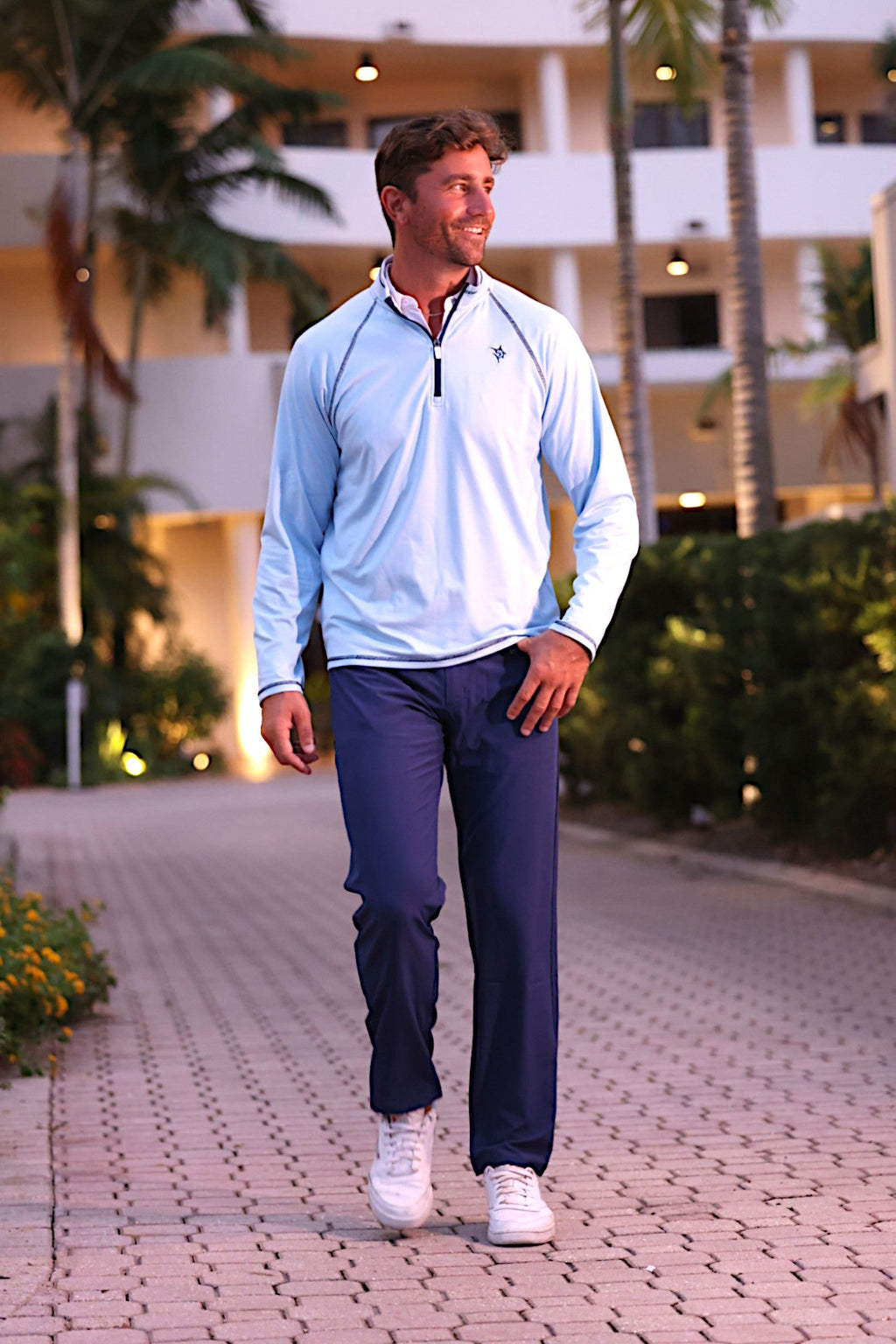 New Harbor Quarter Zip Pullover  Pale Blue