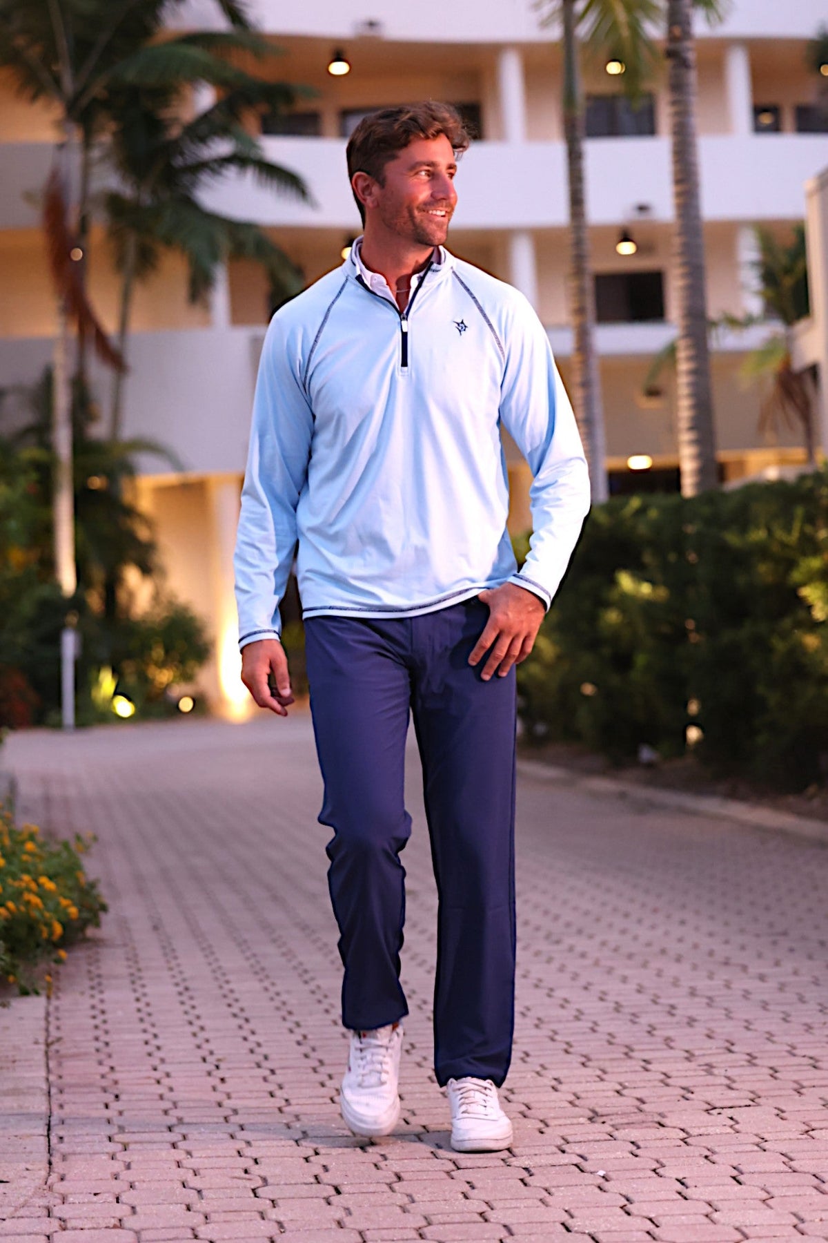 New Harbor Quarter Zip Pullover  Pale Blue