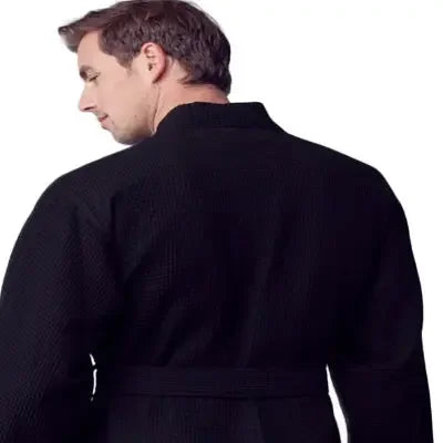 Lotus Linen Men's Lightweight Waffle Bathrobe – Kimono Collar