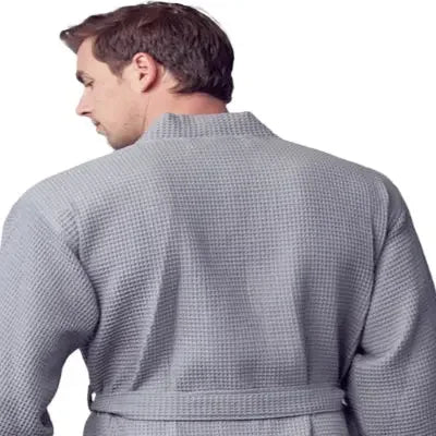 Lotus Linen Men's Lightweight Waffle Bathrobe – Kimono Collar
