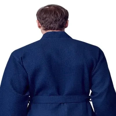 Lotus Linen Men's Lightweight Waffle Bathrobe – Kimono Collar