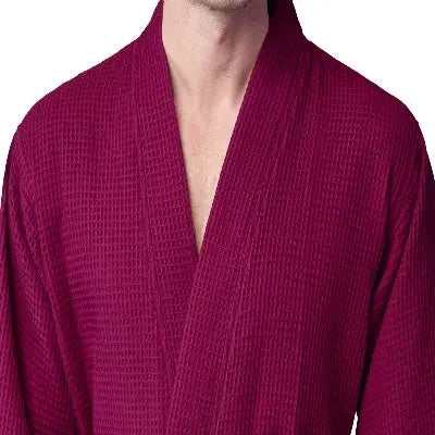 Lotus Linen Men's Lightweight Waffle Bathrobe – Kimono Collar