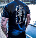Does Not Swim Well With Others Men's Cotton T-Shirt – Navy